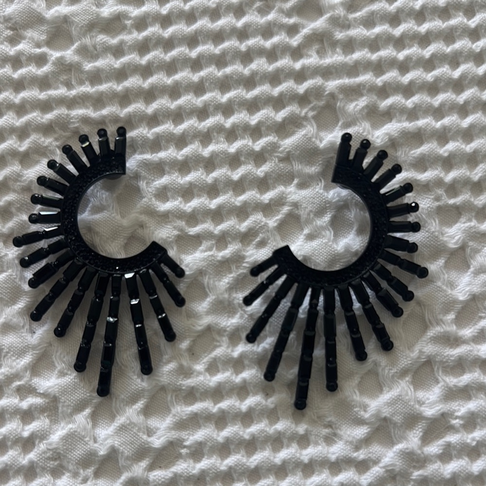 Black Sunburst Statement Earrings